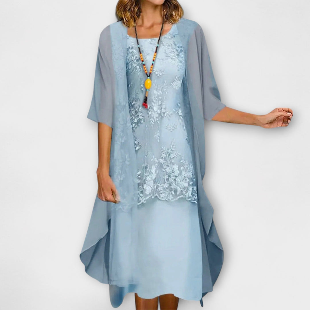 Janelle | Elegant Chiffon Set with Tummy Coverage